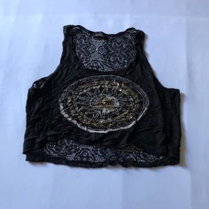 Women Royal T Size M Black And Gold Color Sleeveless Top - 0707